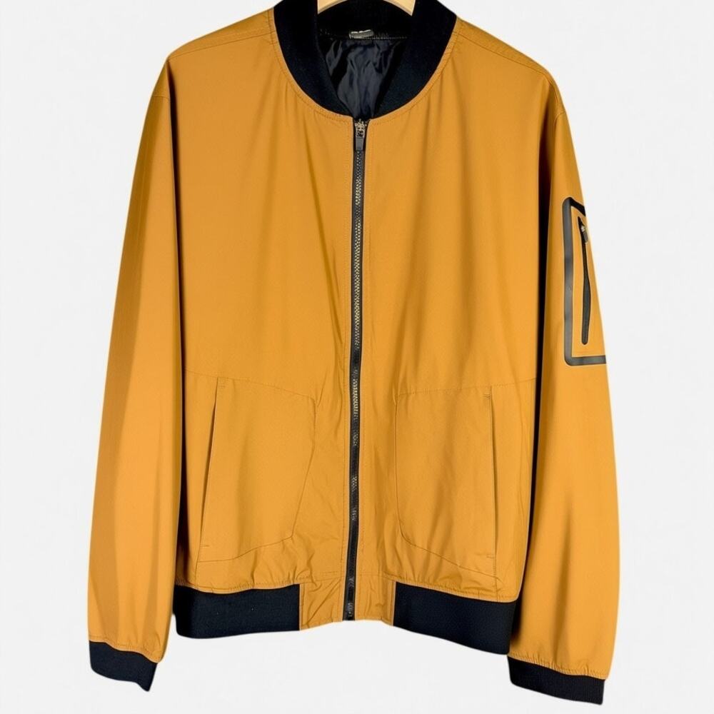 MSX Michael Strahan Brown Mustard Black Men's Large Full Zip Bomber Jacket